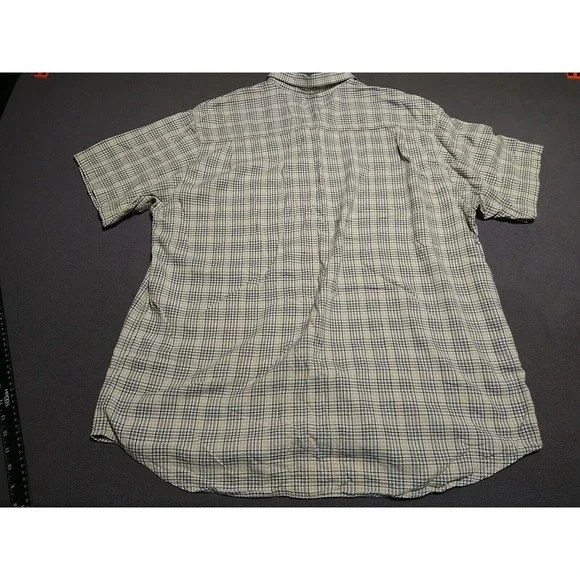 Structure Shirt Men XL Beige/Black Plaid Cotton Short Sleeve Office Nerd Dad - Picture 2 of 9